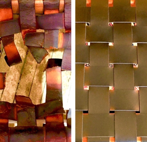 Before and after comparison of worn and freshly replaced woven leather chair straps